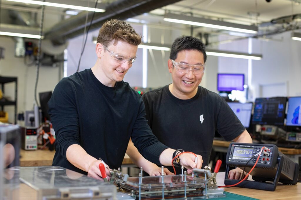 Gaussion co-founders Dr. Tom Heenan and Dr. Chun Tan in lab