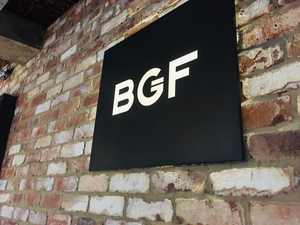 BGF logo on wall of office